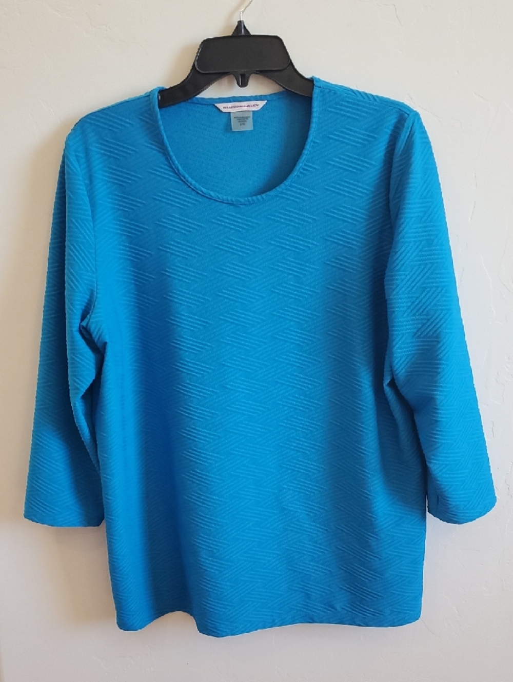 Allison Daley Bright Teal Textured Scoop Neck Long Sleeve Top